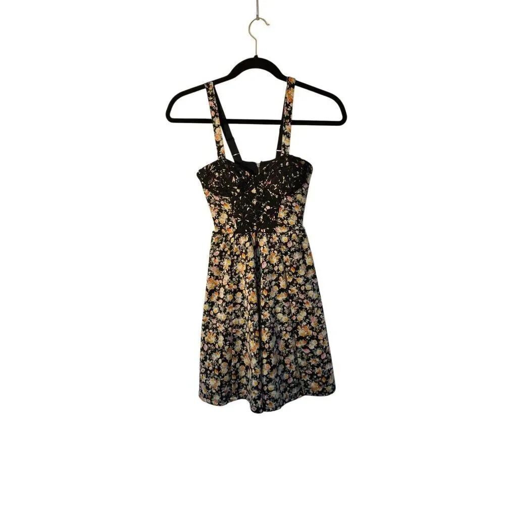 Jessica Simpson floral print bustiers top mini dress XXS